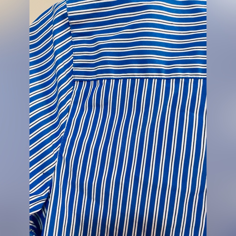 Talbots Blue Striped V-Neck Pullover Tunic. Size L Cotton,Collar & Bow cuffs New - Picture 15 of 16